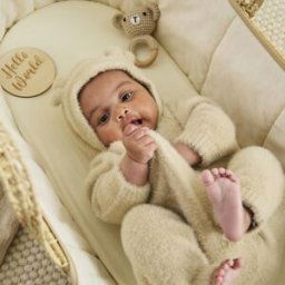 Hello World Baby Boy Bear Romper And Rattle Gift BEIGE 3-6 mois Male
