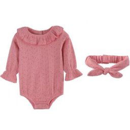Hello World Baby Girl Broderie Body And Headband ROSE POUDRÉ 12-18 mois Female