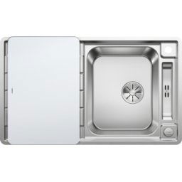 Blanco évier 522102 86 x 51 cm, Inox soie, réversible, télécommande de vidange avec commande rotative