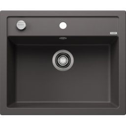 Blanco évier 518850 61,5 x 51 cm, PuraDur gris roche, télécommande de vidange avec commande rotative