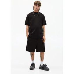 Pull&Bear Bermuda Survêtement Interlock Noir L male