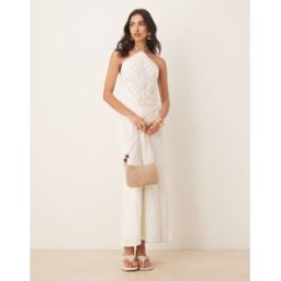 Abercrombie & Fitch - Robe courte Ã dÃ©coupe avec buste faÃ§on foulard et liens nouÃ©s autour du cou - Blanc Blanc L female