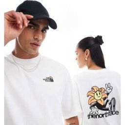 ExclusivitÃ© ASOS - The North Face - T-shirt oversize avec imprimÃ© fleur au dos - Blanc Blanc M unisex