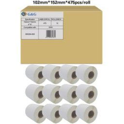 G&G; Etiquette 102 x 152 mm papier à impression thermique directe blanc 12 pc(s) fixation permanente ET-Z-G-800284-605 Etiquette pour adresse
