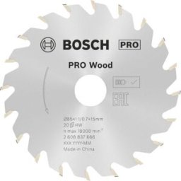 Bosch Accessories Kreissägeblatt Ø 85x15x1,1mm 20 WZ HM Standard for Wood 2608837666 Lame de scie circulaire 85 x 15 mm Nombre de dents: 20 1 pc(s)