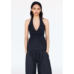 Pull&Bear Top Encolure Américaine Col En V Bleu marine L female