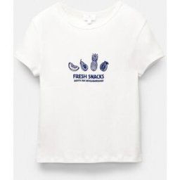 Pull&Bear T-Shirt Graphique Fruits Blanc cassé L female