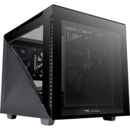 Micro-tour Thermaltake Divider 200 TG Black Boîtier PC noir 2 ventilateurs pré-installés, fenêtre latérale, filtre anti-poussière