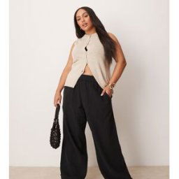 ASOS DESIGN Curve - Pantalon Ã enfiler en gaze - Noir Noir L female