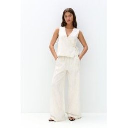 Pull&Bear Pantalon Jogger Rustique Rayé Écru moyen L female