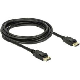 Câble de raccordement Delock DisplayPort Fiche mâle DisplayPort, Fiche mâle DisplayPort 3.00 m noir 83807 contacts dorés Câble DisplayPort