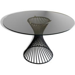 Table de salle a manger ronde , en verre de chez calligaris , diam:120cms transparent 120x120x75
