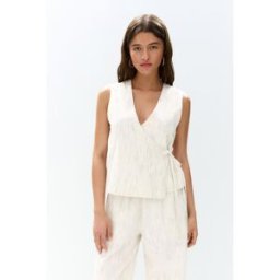 Pull&Bear Top Rayé Rustique Cache-Cœur Écru moyen M female