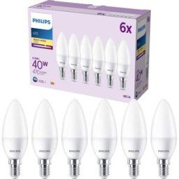 Philips LED 9290035411 LED CEE F (A - G) E14 forme de flamme 4.9 W = 40 W blanc chaud (Ø x L) 35 mm x 106 mm 6 pc(s)