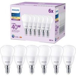 Philips LED 9290035465 LED CEE F (A - G) E14 forme de poire 4.9 W = 40 W blanc chaud (Ø x L) 35 mm x 106 mm 6 pc(s)