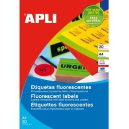Etiquettes jaunes fluo pour imprimante laser et copieur APLI 2874 99,1 x 67,7 mm - Pochette de 160
