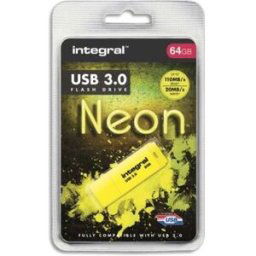 Integral infd64gbneonyl3.0 lecteur usb flash 64 go usb type-a 3.2 gen 1 (3.1 gen 1) jaune