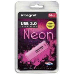 Integral infd64gbneonpk3.0 lecteur usb flash 64 go usb type-a 3.2 gen 1 (3.1 gen 1) rose