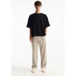 Pull&Bear Pantalon Tailoring Large Écru L male