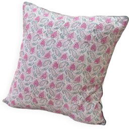 Coussin indien block print fleurs "fleur" - rose/blanc rose 40x1x40