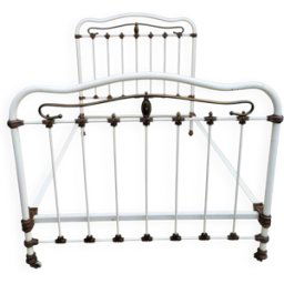 Lit roulettes Art Déco accolade 190x120 blanc 190x125x135