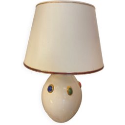 Lampe céramique avec décors bijoux blanc 30x30x75