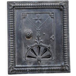 Ancienne porte de four ou cheminée 19eme fonte noir 40x30x50