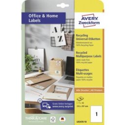 Avery Zweckform LR3478-10 Etiquette universelles 210 x 297 mm papier recyclé blanc 10 pc(s) fixation permanente imprimante laser couleur, imprimante laser
