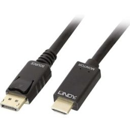 Câble adaptateur LINDY DisplayPort / HDMI Fiche mâle DisplayPort, Fiche mâle HDMI-A 2.00 m noir 36922 Câble DisplayPort