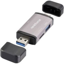 Renkforce RF-CR-480 Lecteur de carte mémoire externe USB-A, USB-C® aluminium-gris