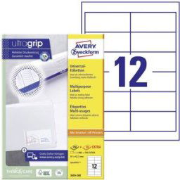 Avery Zweckform 3659-200 Etiquette universelles 97 x 42.3 mm papier blanc 2640 pc(s) fixation permanente imprimante à jet dencre, imprimante laser, imprimante