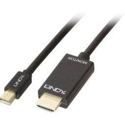 Câble adaptateur LINDY Mini-Display / HDMI Fiche mâle Mini DisplayPort, Fiche mâle HDMI-A 2.00 m noir 36927 Câble DisplayPort