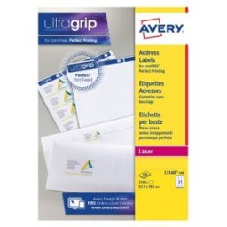 Etiquettes adresse Avery L7160 - pour imprimantes laser - 63,5 x 38,1 mm - blanc