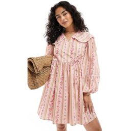 Miss Selfridge - Robe babydoll coupe cache-caur avec col-rose rose 40 female
