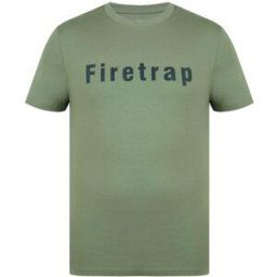 Firetrap Large Logo T-Shirt Mens Kaki M Male