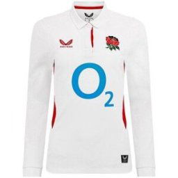 Castore England Rugby Home Classic Long Sleeve Shirt 2025 Adults Blanc/Rouge 12 (M) Female