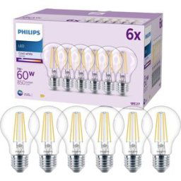 Philips LED 9290018150 LED CEE E (A - G) E27 forme de poire 7 W = 60 W blanc neutre (Ø x L) 60 mm x 106 mm à filament 6 pc(s)