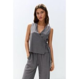 Pull&Bear Top Cache-Cœur Rustique Gris M female