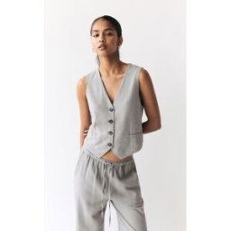 Pull&Bear Gilet Rustique Gris taupe M female