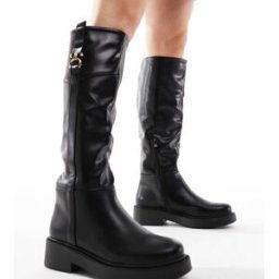 Seqwl Wide Fit SEQWL - Bottes cavaliÃ¨res larges plates et montantes - Noir Noir 36 female