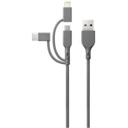 GP Câble de charge USB USB 2.0 USB-A mâle, Connecteur Lightning , USB-Micro-B mâle, USB-C® mâle 1.00 m gris GPCBCY1NGYUSB313