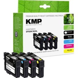 KMP Encre remplace Epson 502XL, T02W6, T02W1, T02W2, T02W3, T02W4 compatible pack bundle noir, cyan, magenta, jaune E196XV 1646,4005