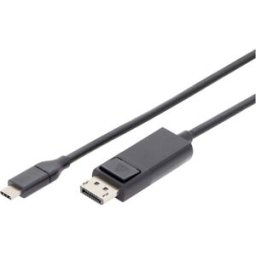 Câble adaptateur Digitus USB-C® / HDMI USB-C® mâle, Fiche mâle HDMI-A 2.00 m noir AK-300330-020-S blindé, blindage double Câble dafficheur USB-C®