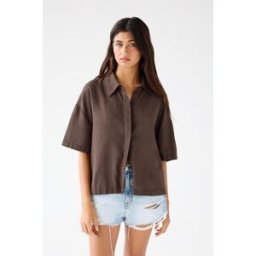 Pull&Bear Chemise Manches Courtes Rustique Marron M female