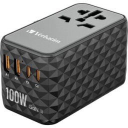 Verbatim UTA-06 GaN III Chargeur USB 100 W 2x USB-A, 2x USB-C® Power Delivery, Power Delivery 3.0, QC 4+, Fast Charge, SuperCharge, Adaptive Fast Charge, PPS
