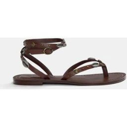 Pull&Bear Sandales Plates Perles Cuir Marron 41 female
