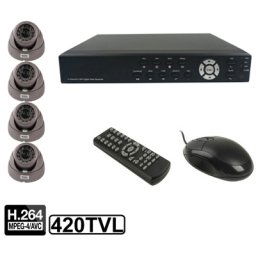 Kit enregistreur vidéo numérique 4 canaux (CCD Sony 1/3, 420TVL, 24 LED IR, objectif 6mm, Distance IR: 25m, H.264 (8204EV + 622A)