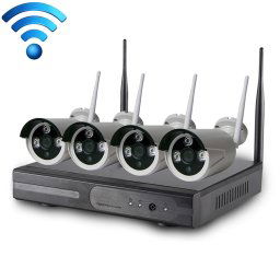 4CH HD 720P 1.0 Mega Pixel 2.4GHz WiFi IP Camera Camera + Kit NVR