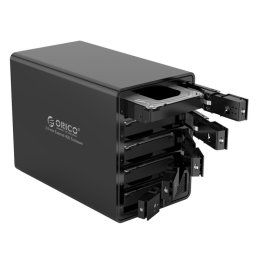 ORICO 9558U3 5 baies USB 3.0 Type-B en aluminium 3.5 pouces SSD / SATA HDD boîtier de stockage disque dur pour ordinateur portable PC de bureau (noir)