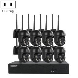 Escam WNK618 3,0 millions de pixels Caméra à dôme sans fil à 8 canaux HD NVR Security System, suppression de la détection de mouvement et de la vision de la nuit et de la couleur de la couleur à deux voies et la